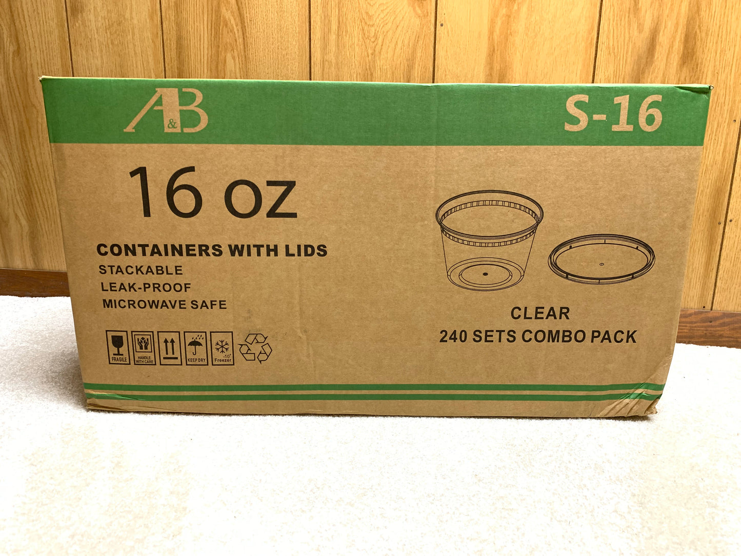A&B 16oz containers with lids 240 combo pack